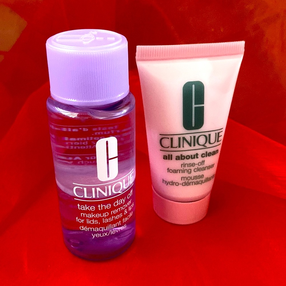 Clinique Take The Day Off makeup remover and All About Clean cleanser